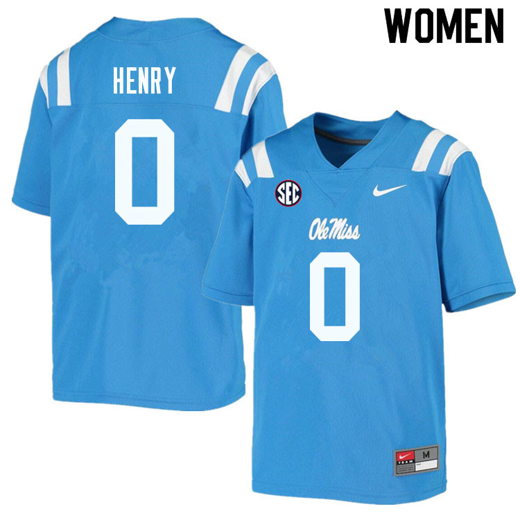 Lakia Henry Ole Miss Rebels NCAA Women's Powder Blue #0 Stitched Limited College Football Jersey FJA4158LX